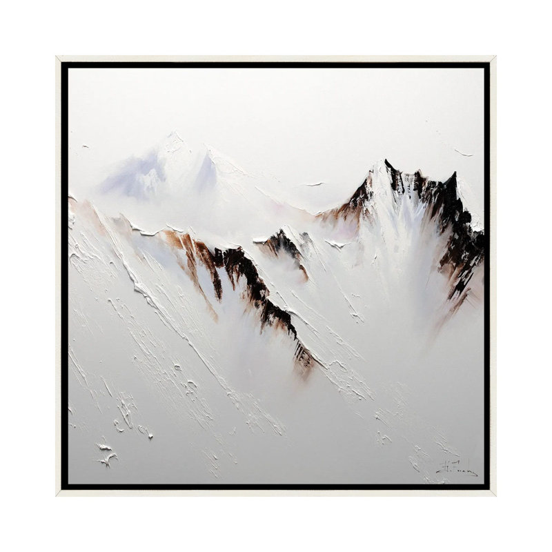 Crowned In Snow, Distressed White Floater Framed Canvas, 37" H x 37" W x 1.5" D