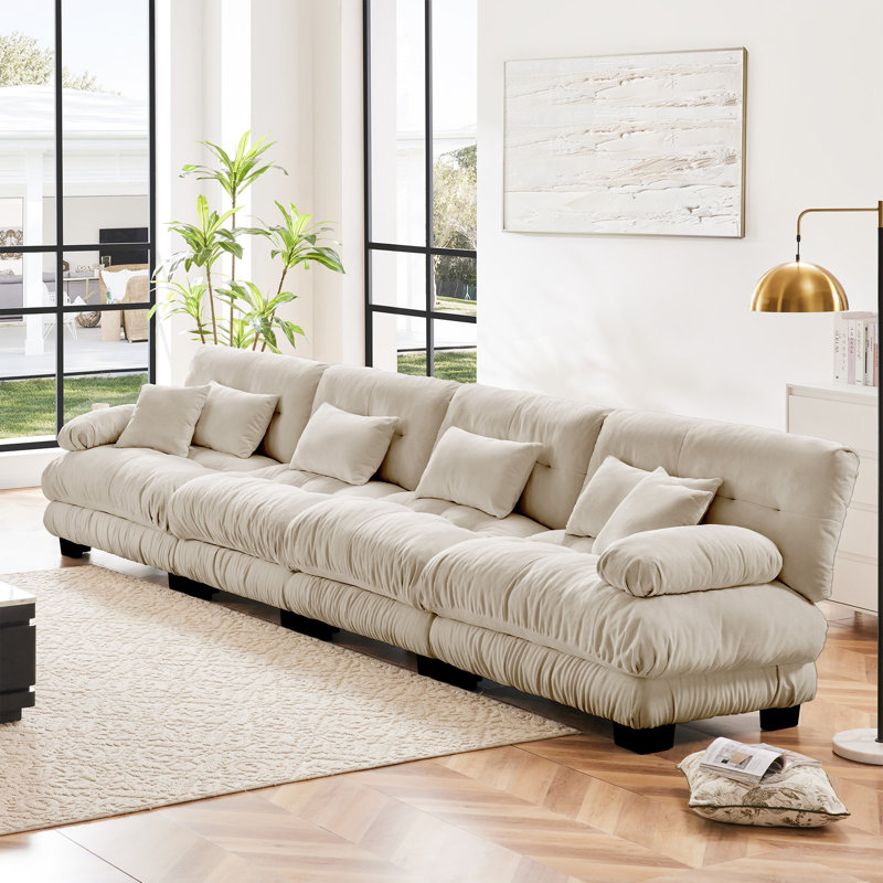 Stoughton Modern 2-Seater Chenille Upholstered Boneless Sofa, Grey, 35.4" H x 94.4" W x 36" D