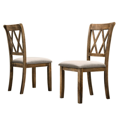 2 Upholstered Dining Chair - Build Cozy Foam Cushion Upholstery Brown 20"w X 19"d 38"h Cottage Oak Finish Of 2 Hardwood Chairs Cushioned Seats 20" W 1 by Gracie Oaks