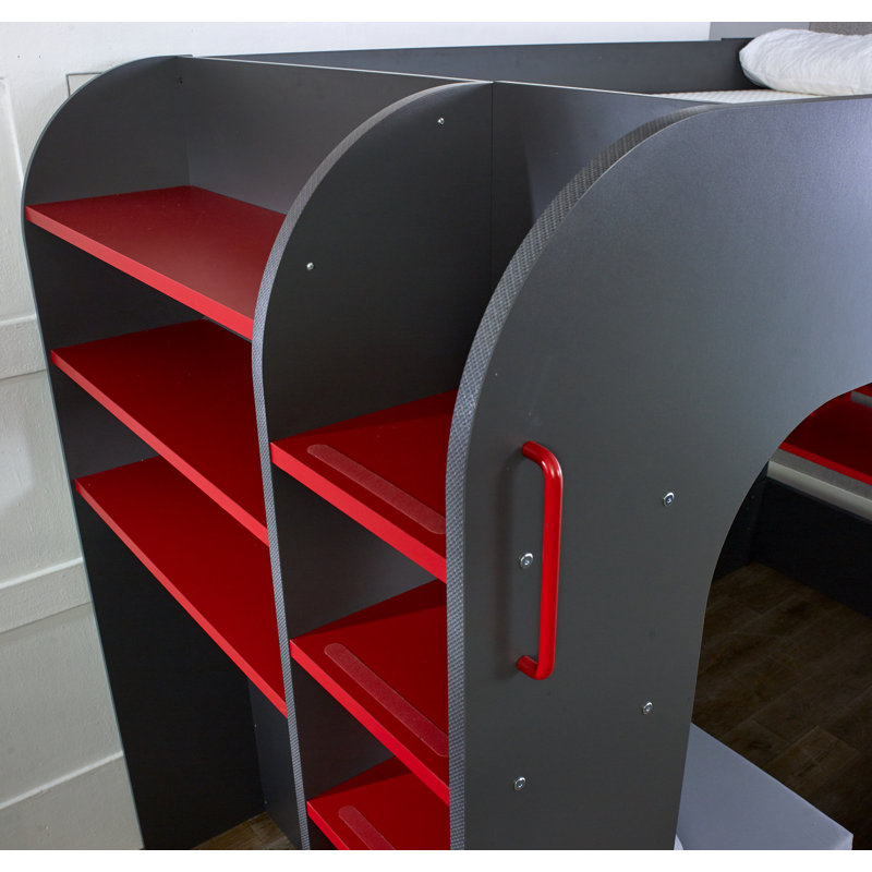 Marley 120 X 200cm Bunk Bed Bed Frame, 120 x 200cm, Grey/Red