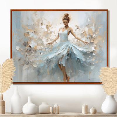 «Blue Gold Minimalisme Ballerina», impression sur toile encadrée de ballet