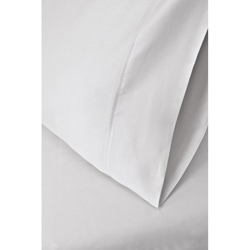 Certified Egyptian Cotton Pillowcase Set - 300 Thread Count Solid Color, King, Light Grey