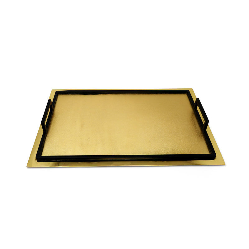 Plateau en acier inoxydable Bertrix, H 2,25 po x l 19,25 po x P 12,75 po, Or / noir