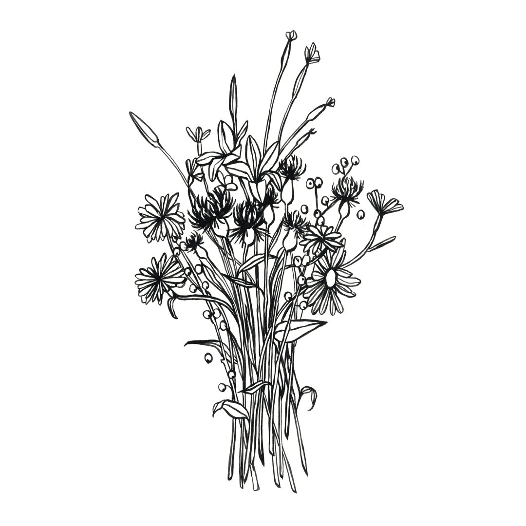 Leinwandbild Black & White Bouquet I von Emma Scarvey