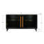 Panneaux de grain de qualité supérieure fabriqués à la main, buffet Buffet avec 4 portes en rotin, armoire de rangement moderne avec tablettes réglables pour le salon (gris foncé antique), buffet