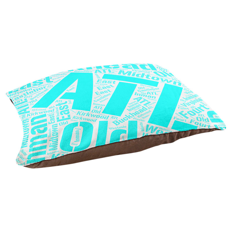 Coussin de chien « districts », Atlanta, Moyen (H 9,5 po x l 28 po x P 18 po), Cyan
