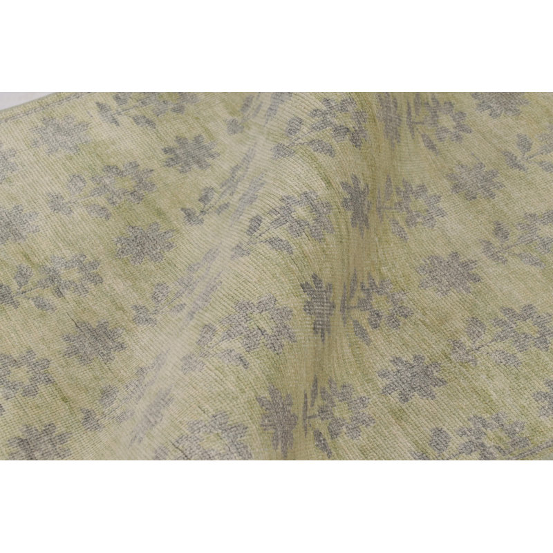 Block Print Handmade Silk and Wool Area Rug