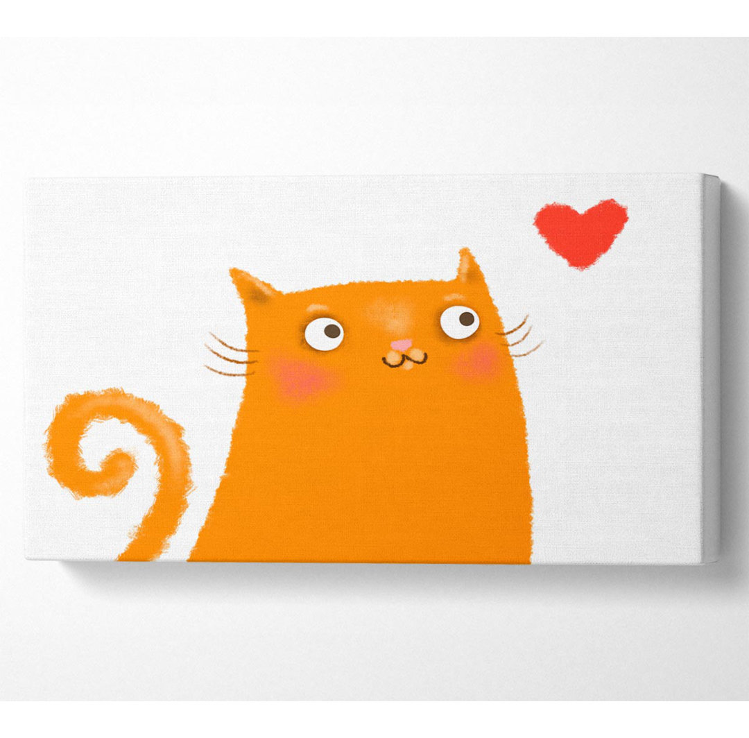 The Love Heart Orange Cat - Kunstdrucke auf Leinwand