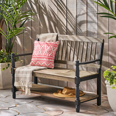 Banc gris et noir avec tablette en bois élégante, noir