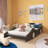 87'' Twin Size Race Car-Shaped Platform Bed With Wheels-1402428377
