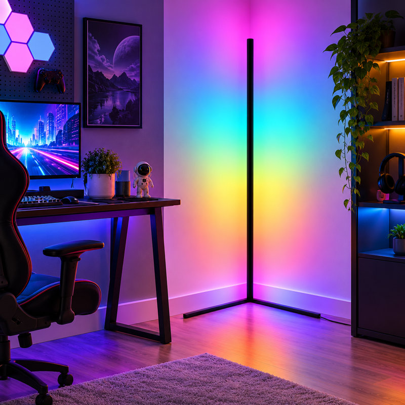 Tooborac 140cm RGB LED Corner Floor Lamp with Remote Control