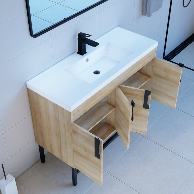 Meuble-lavabo moderne 48 po Salento, Noir mat, Blanc