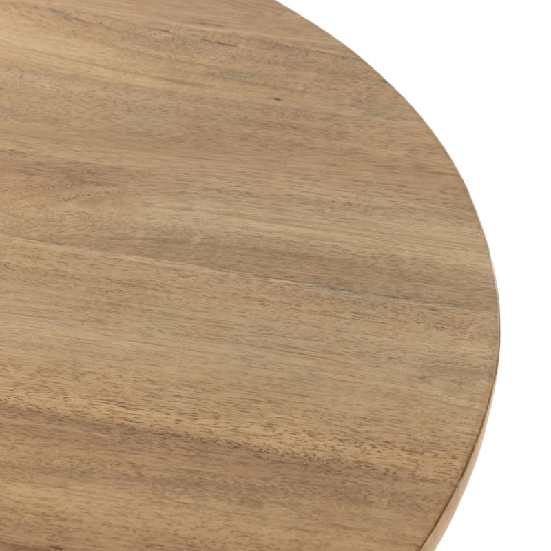 Bibianna Round Solid Wood Dining Table, Smoked Honey/Honed White Marble
