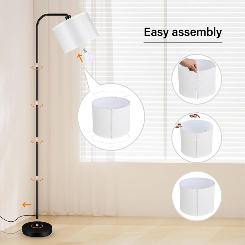 Dimmable Floor Lamp For Living Room,Arc Sofa Lamps With Remote Control,Stepless Dimmable & Colors Temperature,2700K-6500K,67 In,Tall Modern Standing Lamp For Bedroom Study Room Office,White
