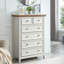 Armoire 6 tiroirs beige pour la chambre à coucher - Rangement spacieux avec poignée de fleur rétro et construction stable 6 commode moderne Rails coulissants profonds