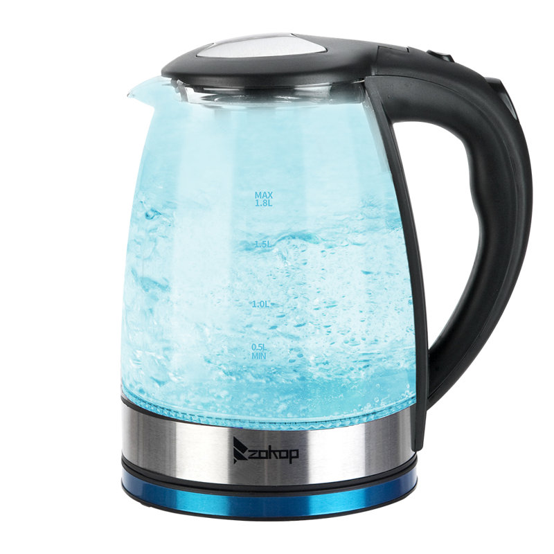 Glass Electric Kettle with Infuser & Stainless Steel Lid, 120V 1200W Hot Water Boiler with 7 Color LED Lights, BPA-Free Borosilicate Glass Water Kettle for Tea, Coffee & Oatmeal