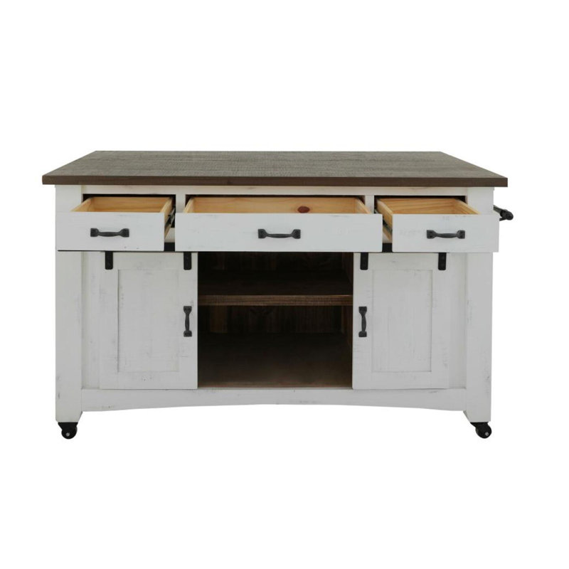 York Kitchen Island Set, White