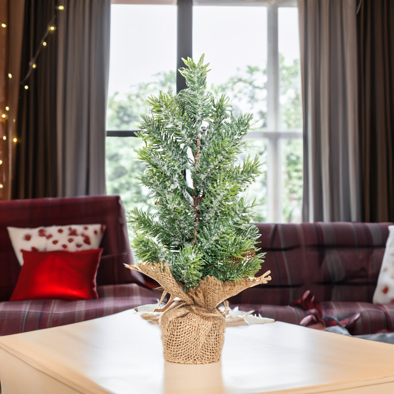 Arbre de Noël givré givré à base de toile de jute - 11,75 po - non éclairé