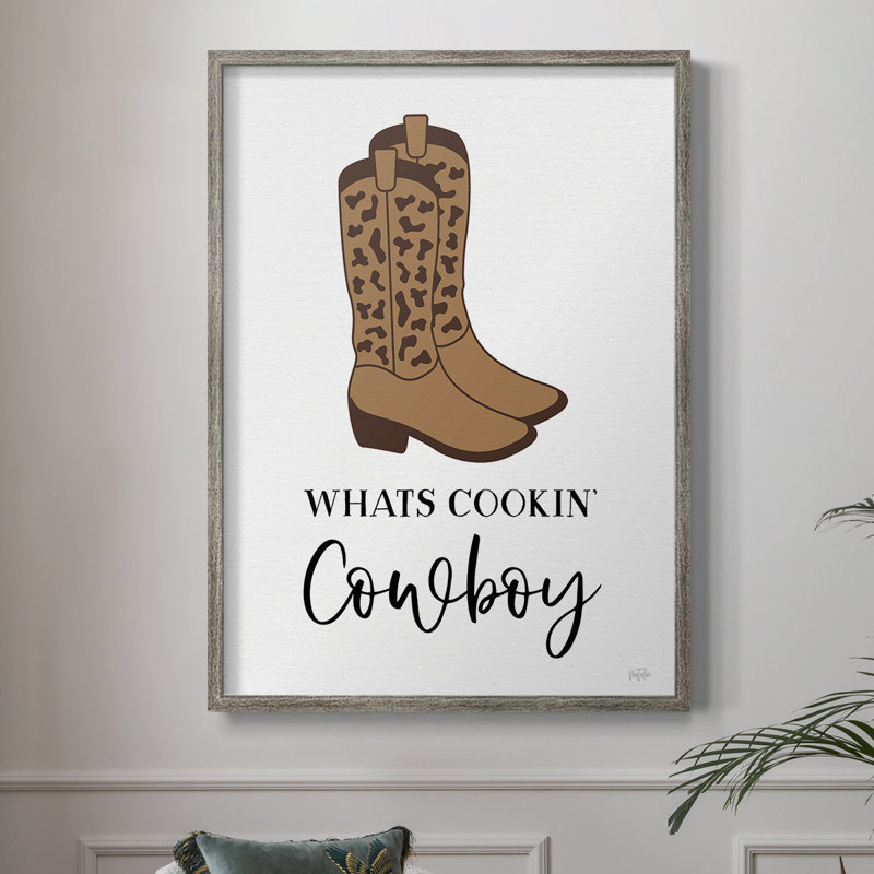 «What Cookin 'Cowboy», reproduction encadrée - bois massif, H 11 po x l 9 po