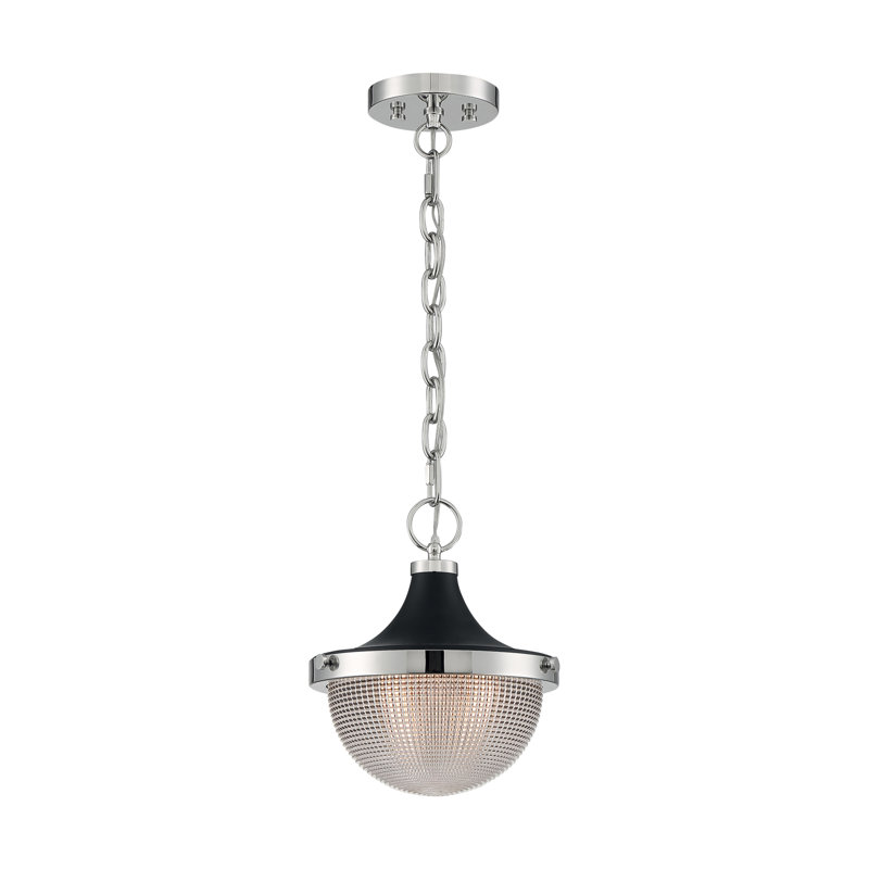 Luminaire suspendu unique à 1 lumière Layla, Nickel poli, H 11,38 po x l 10 po x P 10 po