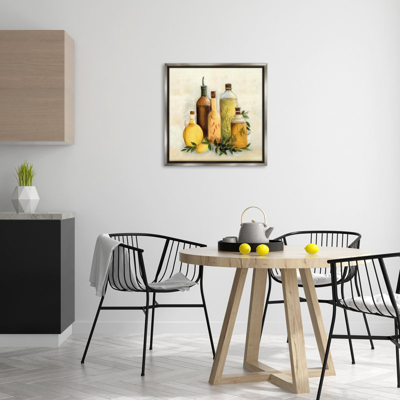 Art mural sur toile flottant, "Traditional Kitchen Huiles", par Marilyn Dunlap, H 25 po x l 25 po, Cadre flottant gris lustré