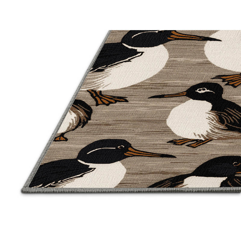 Washable Common Murre Birds Area Rug, Rectangle 6' x 9'