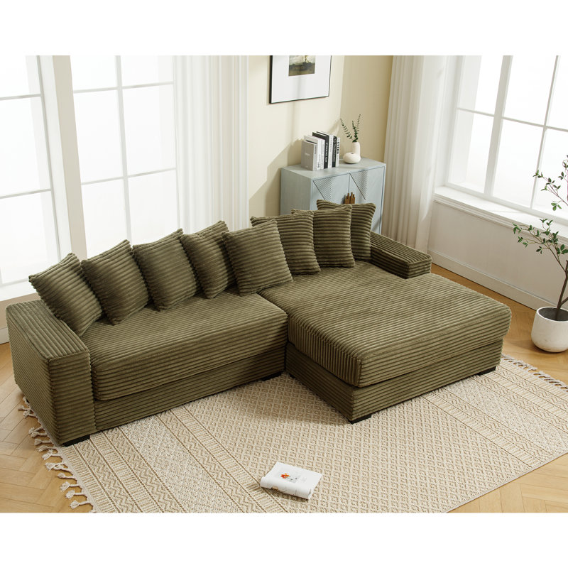 Pettisville 2 - Piece Upholstery Sofa, Green Corduroy, Right Hand Facing