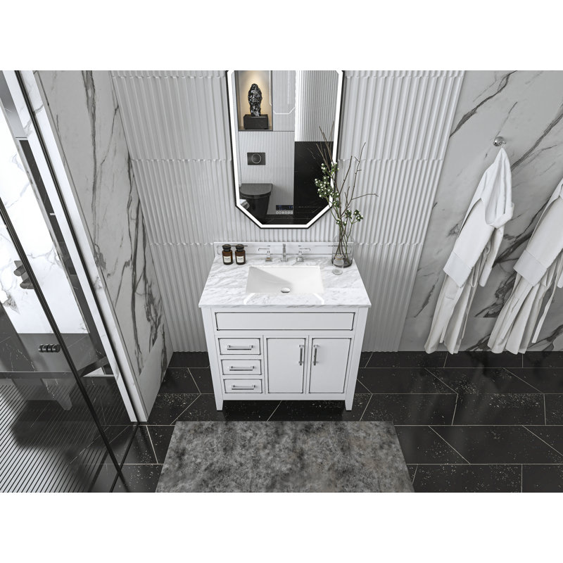Aspen 36'' W Single Vanity, Black Onyx, Gold