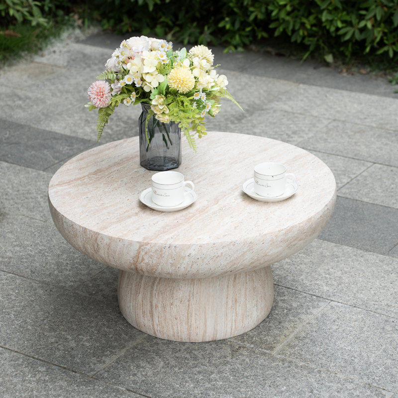 Round Outdoor Coffee Table, Light Yellow