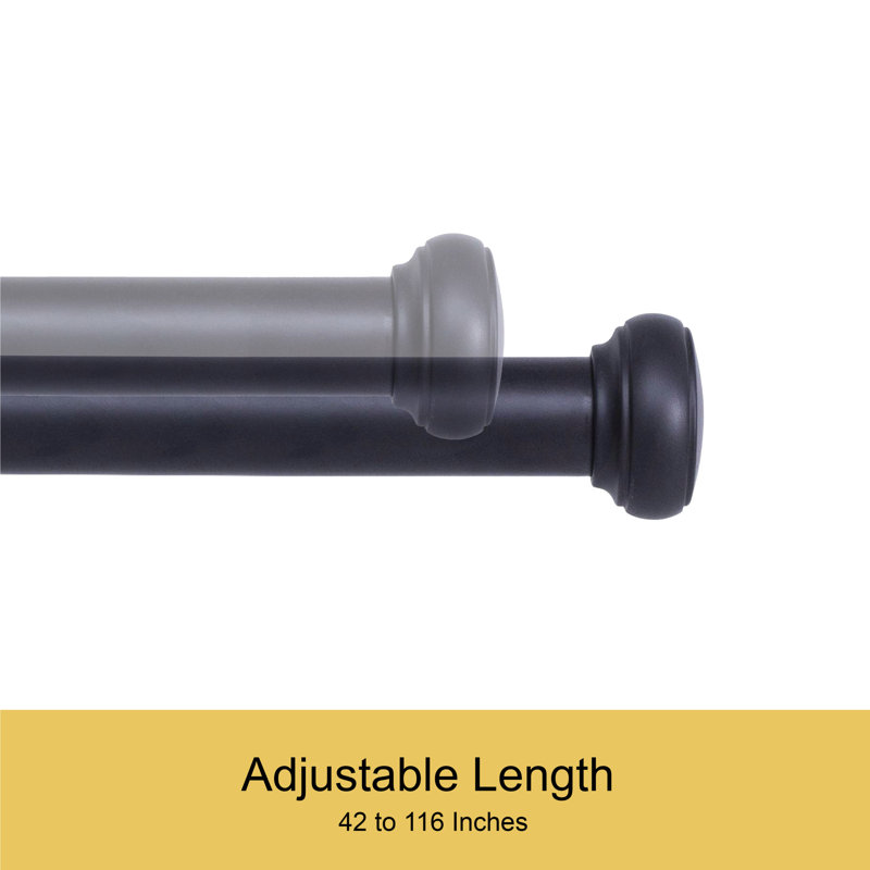 Adjustable Black Steel Tension Curtain Rod for Indoor/Outdoor Use