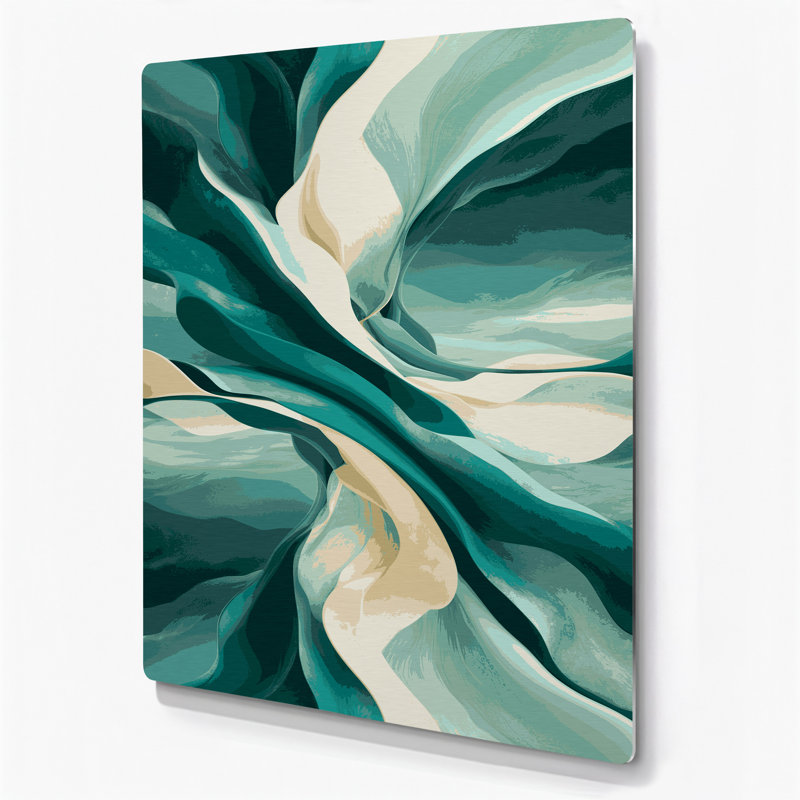 Art mural abstrait en métal vert 22, H 11 po x l 14 po