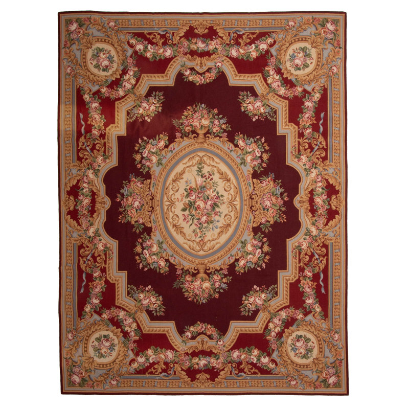 Tapisserie Dynasty bourgogne kilim 7 pi 5 po x 9 pi 7 po