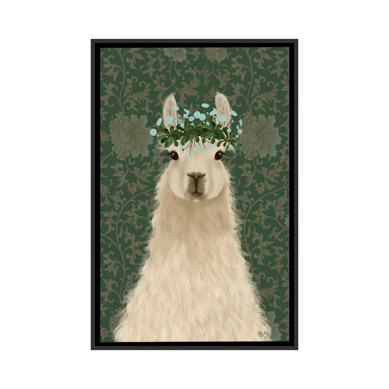 «Llama Bohemian 1» par Fab Funky - impression d'art graphique, Aucun mat, Toile avec cadre noir, H 48 po x l 32 po x P 1,5 po