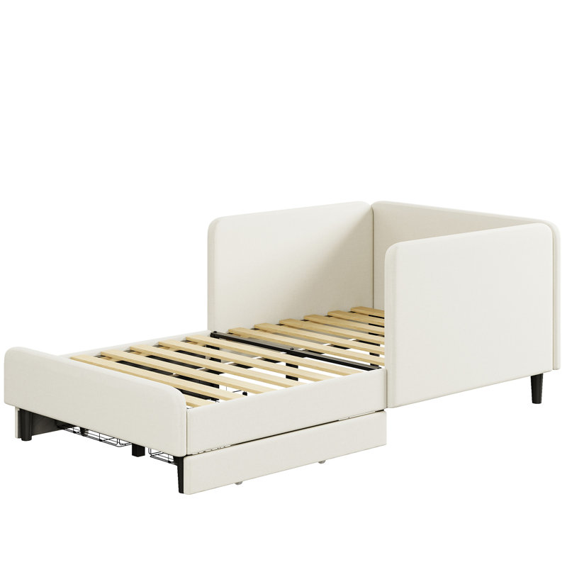 Twin Daybed With Headboard, Cream, Extra-long Twin
