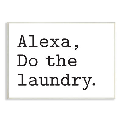 "Alexa Do the Laundry Typewriter", art textuel sur bois