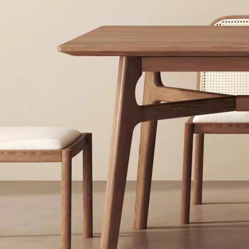 Table de salle à manger en chêne rouge massif au design spacieux., H 29,53 po x L 62,99 po x l 31,5 po