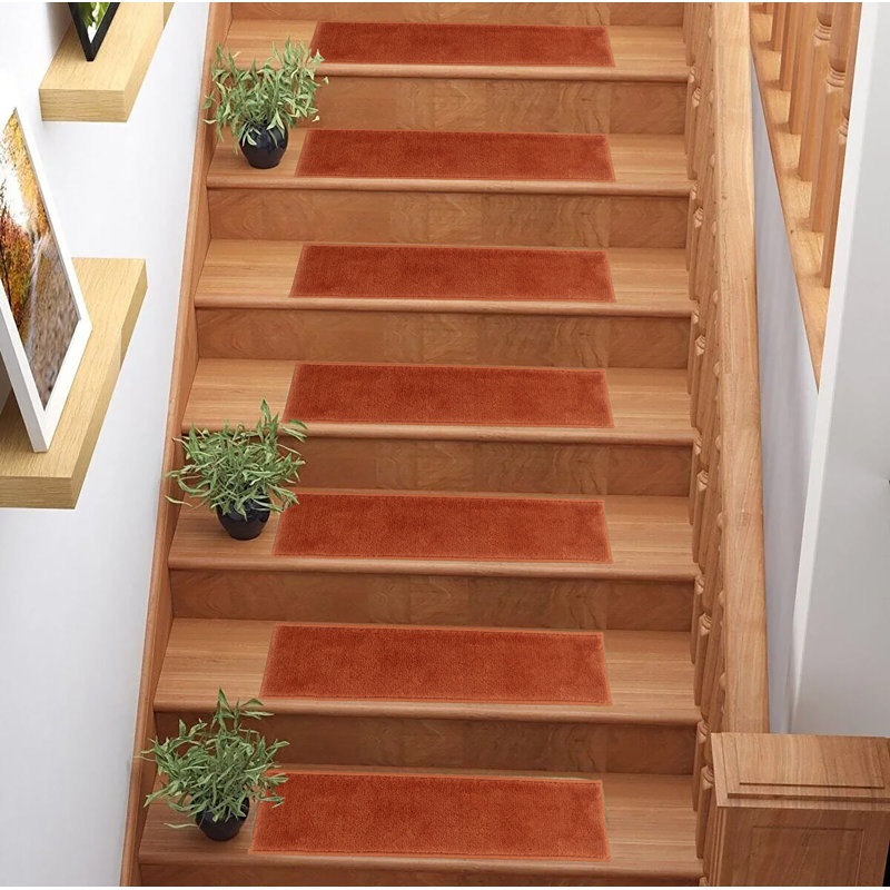 Tapis d'escalier de taille personnalisée par pouce, lavables à la machine, couleur unie, tapis antidérapants doux, à poils moyens, très grands
