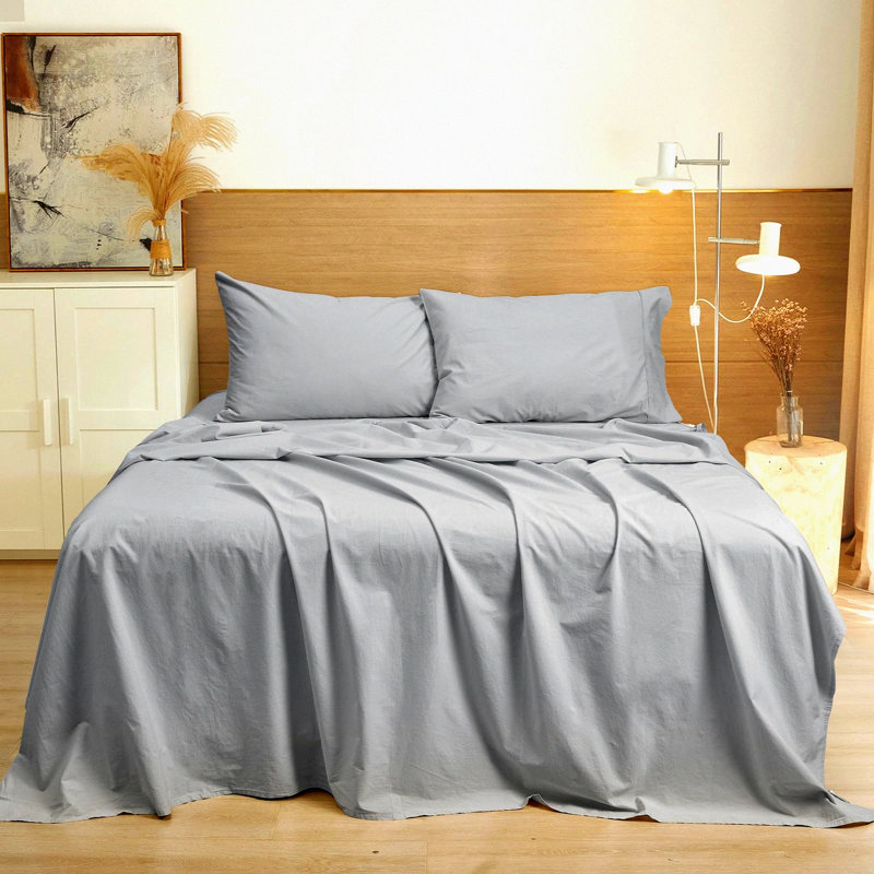 Luxury Cotton 400 Thread Count Extra Deep Pocket Sheet Set - Queen Size - Deep Fitted Sheet - Elastic All Around - 4 Piece Set
