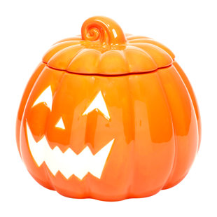 Jack O Lantern Canister Halloween Pumpkin Glass Candy Jars with Lids