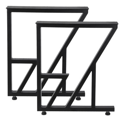 Heavy Duty Black Metal Table Legs - Industrial Square Frame, Reinforced Triangle , Easy Installation - For Desks, Benches, Coffee Tables - Set of 2 - Square Table Legs, 2-Pack, 28x24inch