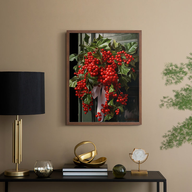 «Christmas Holiday Art DCLXV», reproduction d'art encadrée - bois massif, H 30 po x l 24 po, Noyer