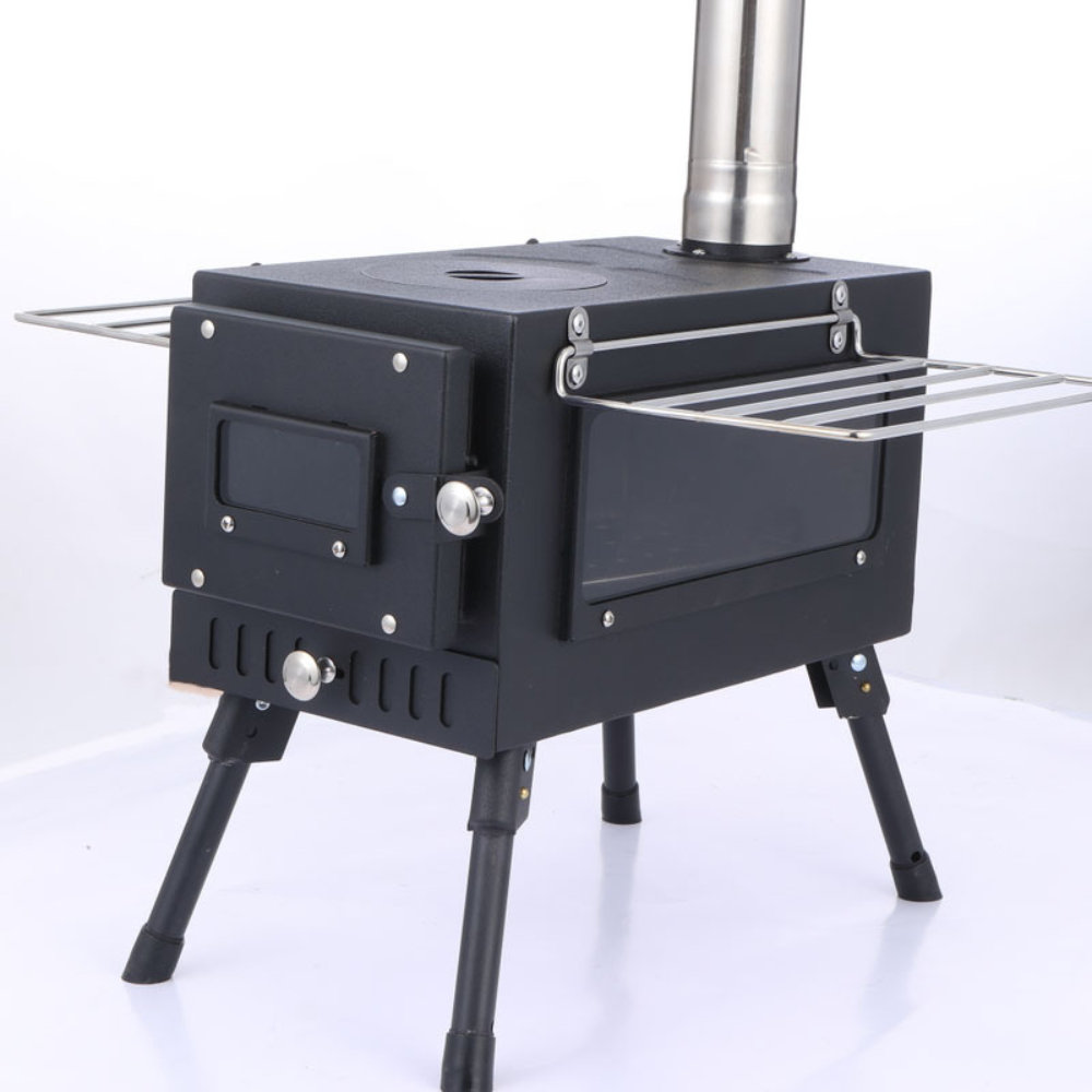 10 Sq. Ft. Outdoor Camping Stove, Portable Tent Wood Stove With Pipe Bruce&Shark