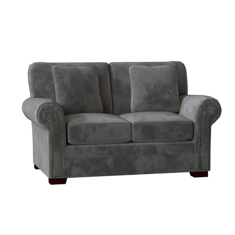Adrena Loveseat, Peyton Navy Performance Twill, Light Brass, No