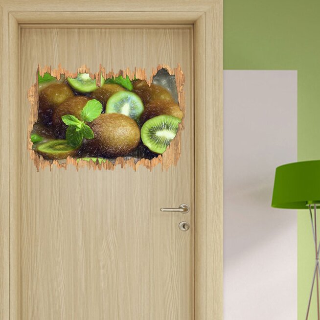 Wandtattoo Appetitliche Kiwis auf Holztisch