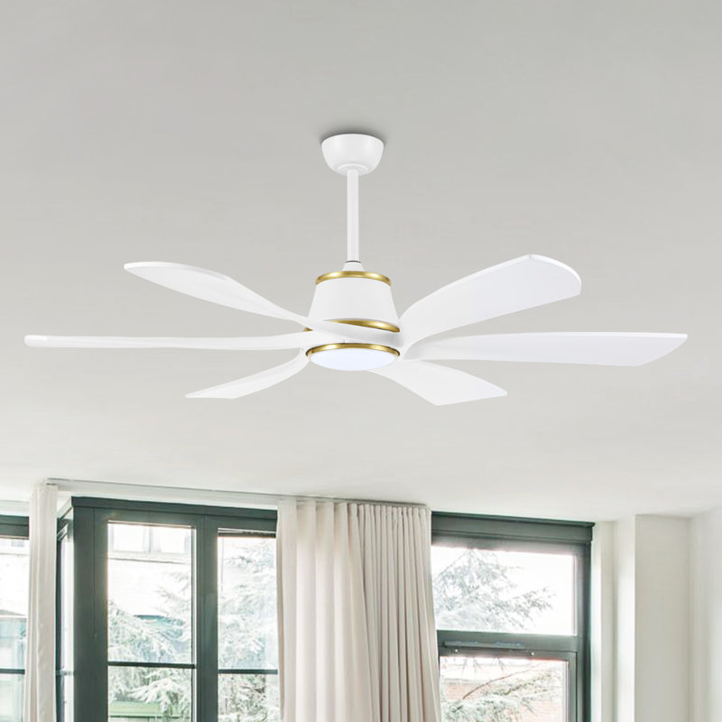 Ventilateur de plafond Hydle 60, Blanc / doré avec pales blanches