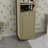 Tall Bathroom Storage Cabinet With Open Shelves And Laundry Hamper-2029937054