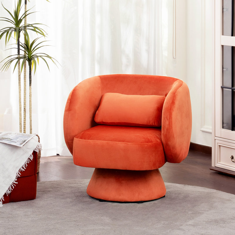 Fauteuil demi-tonneau pivotant rembourré, chaises d'appoint rondes pour le salon, la chambre à coucher, Orange