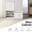 White Shoe Rack With 7+3 Compartments & Adjustable Layer, For Entryway, Home Decor Bench Storage Cushion,