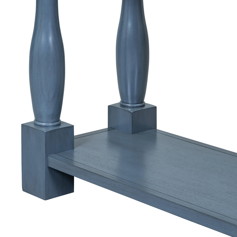 Virelli 63-Inch Mediterranean Style Console Table with Drawers and Shelf, Navy