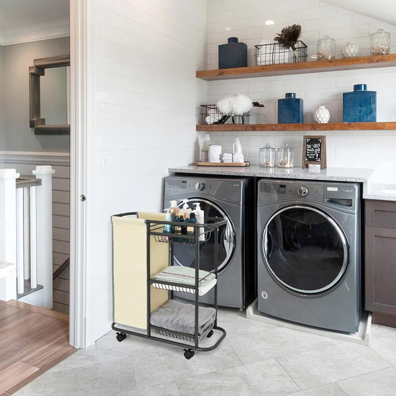 Chariot de tri de linge pour vêtements, Beige